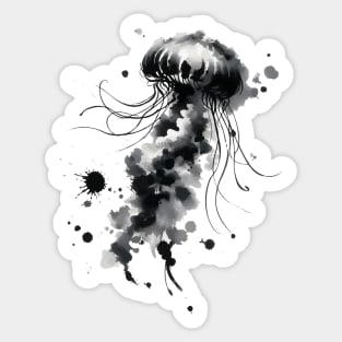 Sumie Art Japanese Brushstroke Jellyfish Sticker